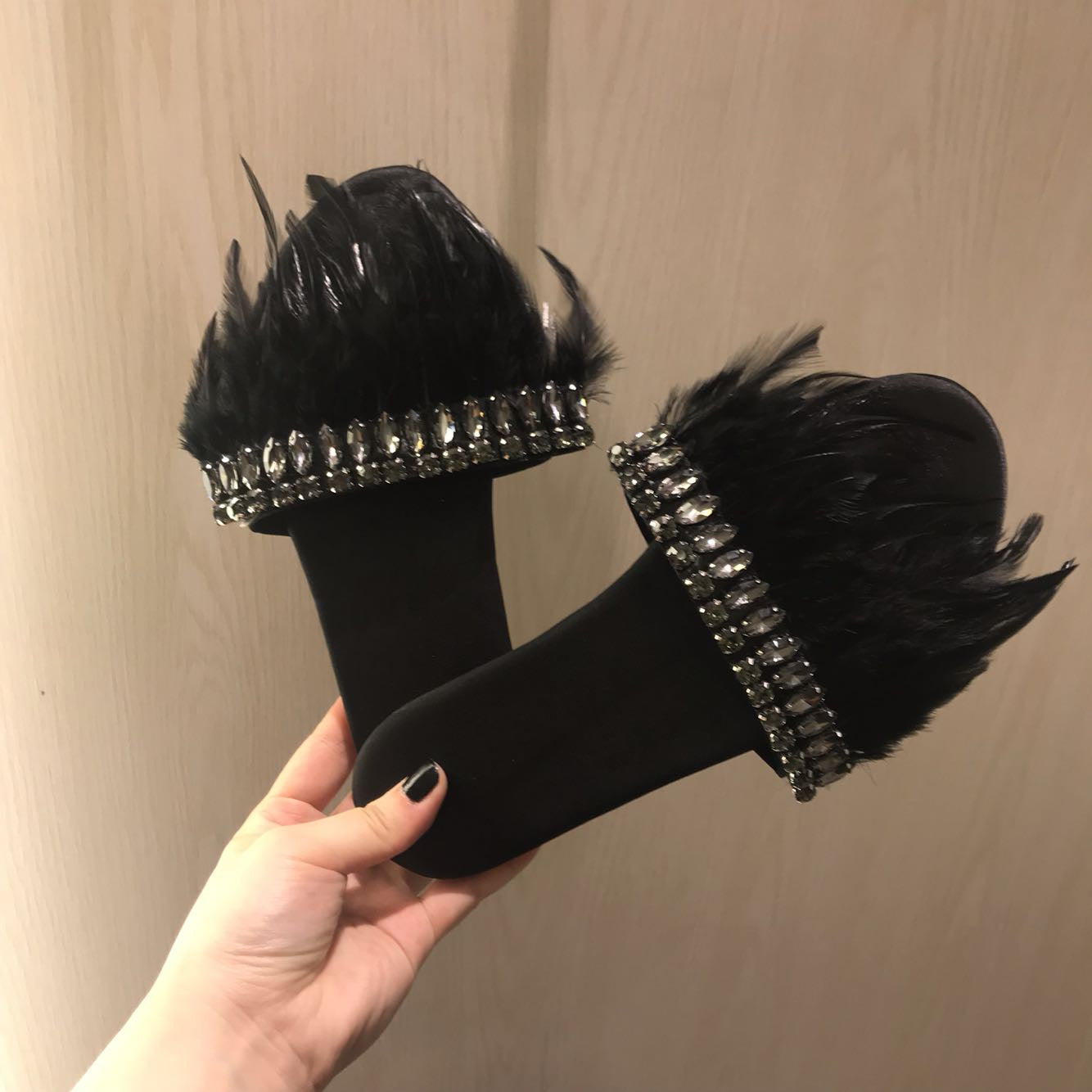 Ciabattine plumage e strass