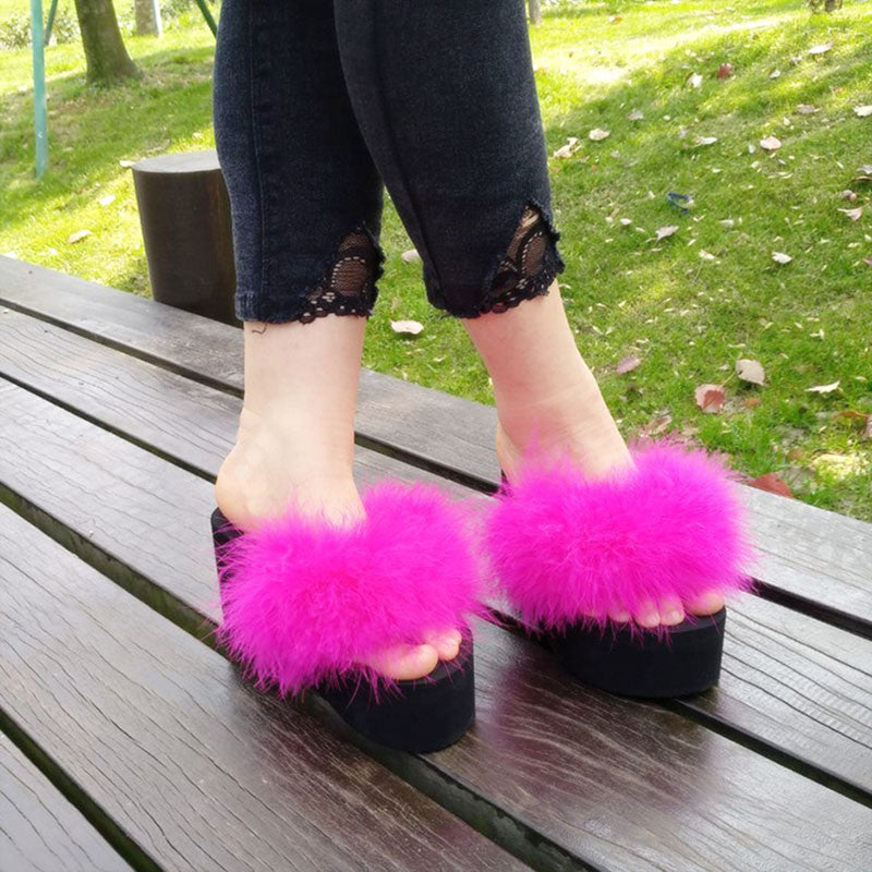 Ciabatte platform piume