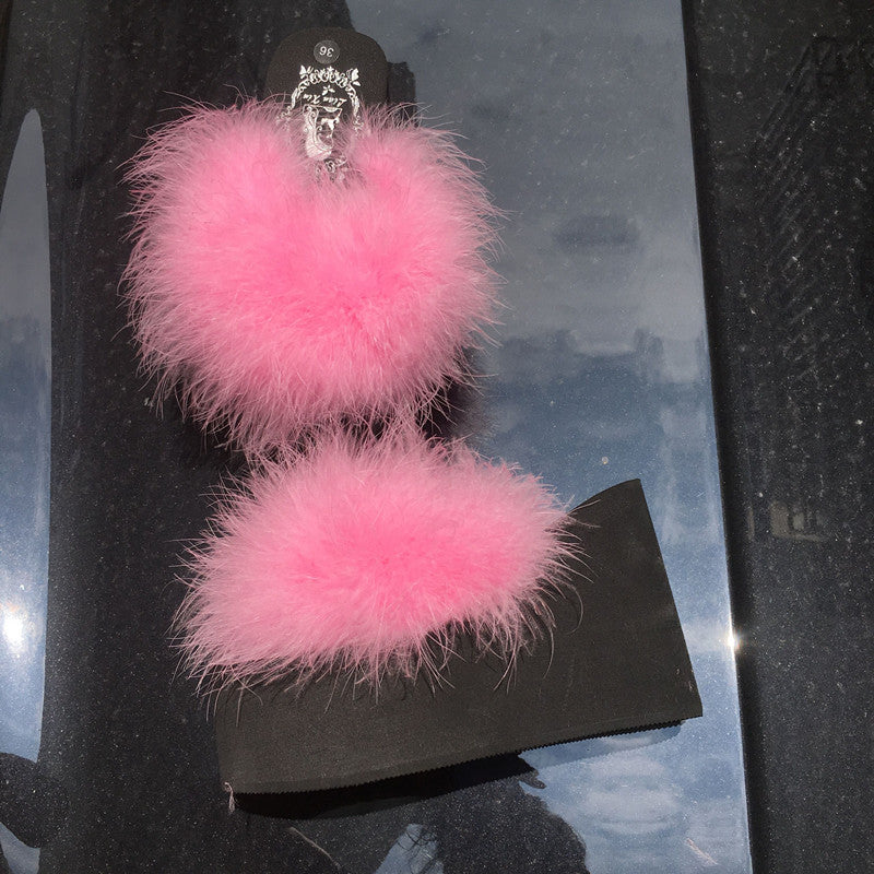 Ciabatte platform piume