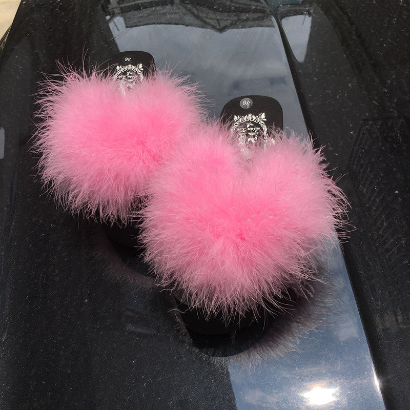 Ciabatte platform piume