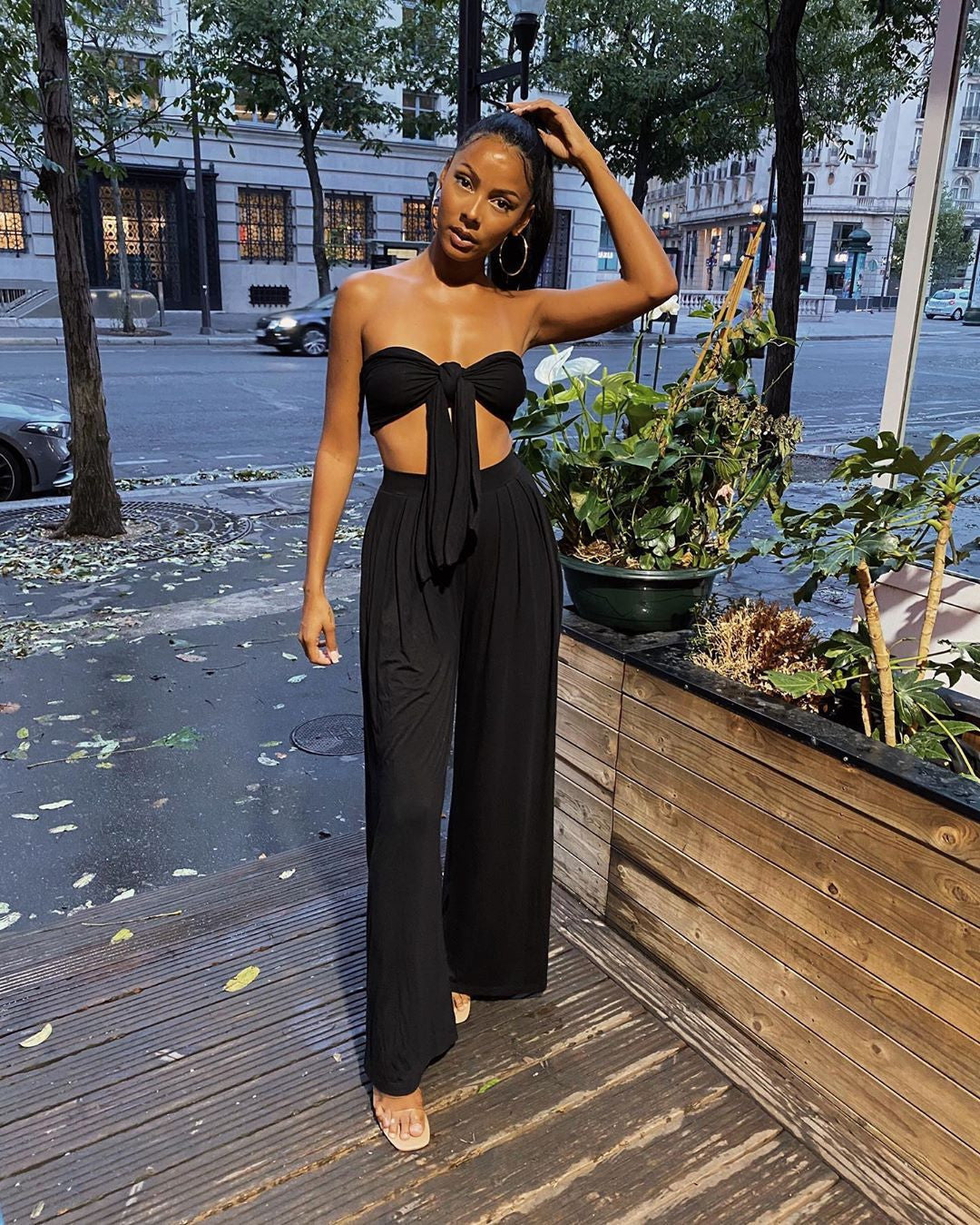 Completo top e pants morbidi nodo