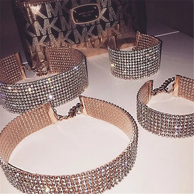Collier choker strass Extra regolabile effetto gioiello