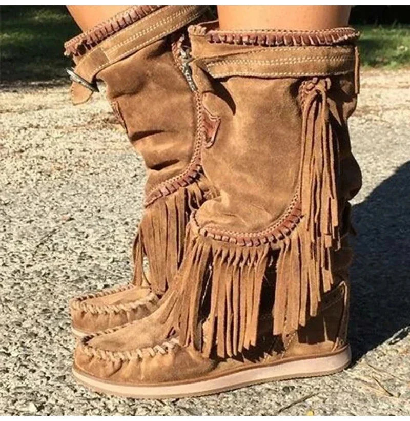 Indianini Vanessa 
Cuir véritable et nappa avec franges