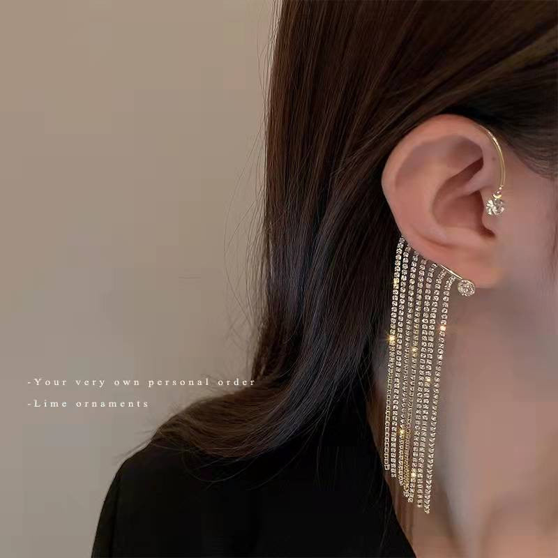 Mono-orecchino cascata strass