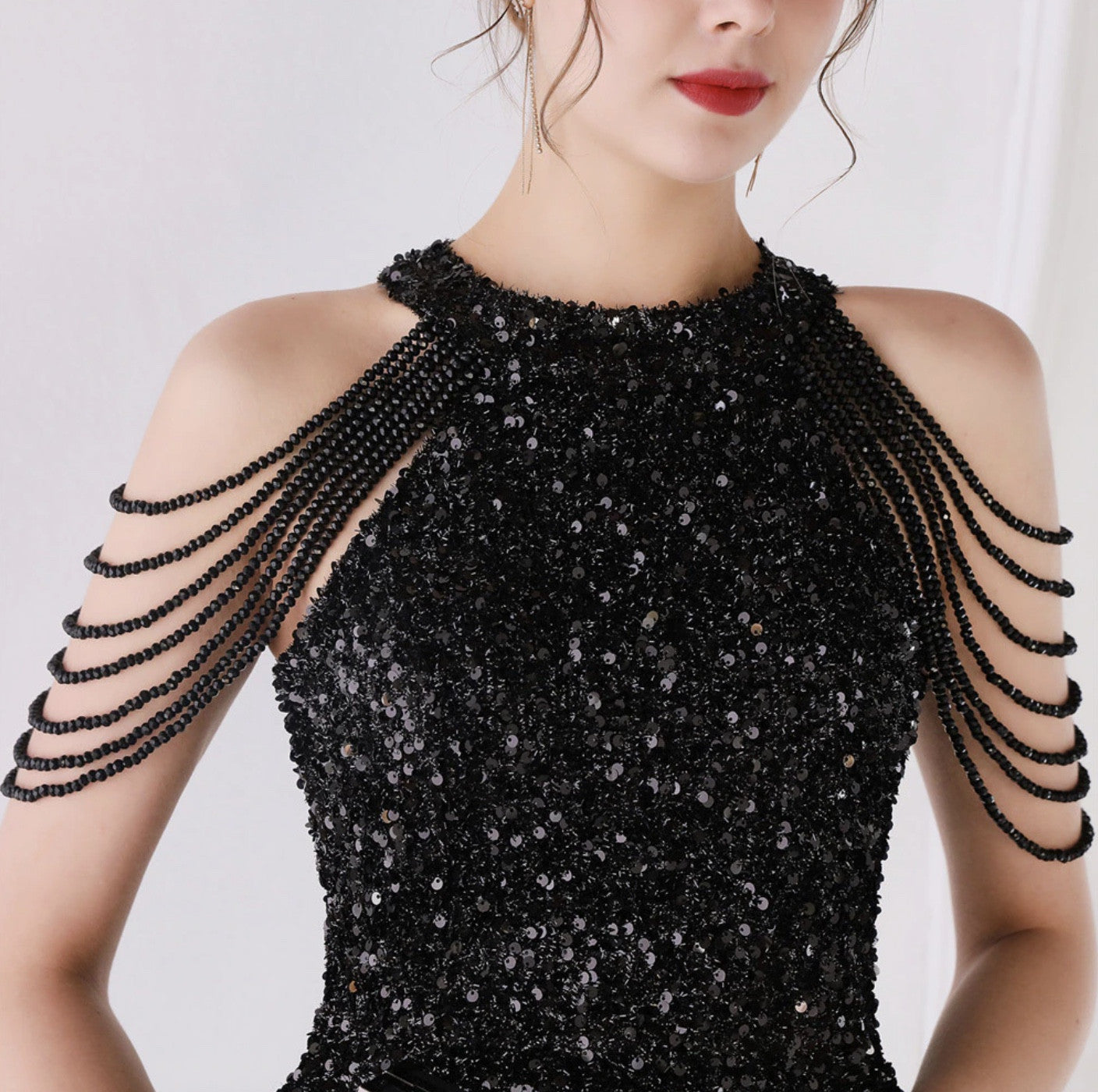 Abito shoulder strass