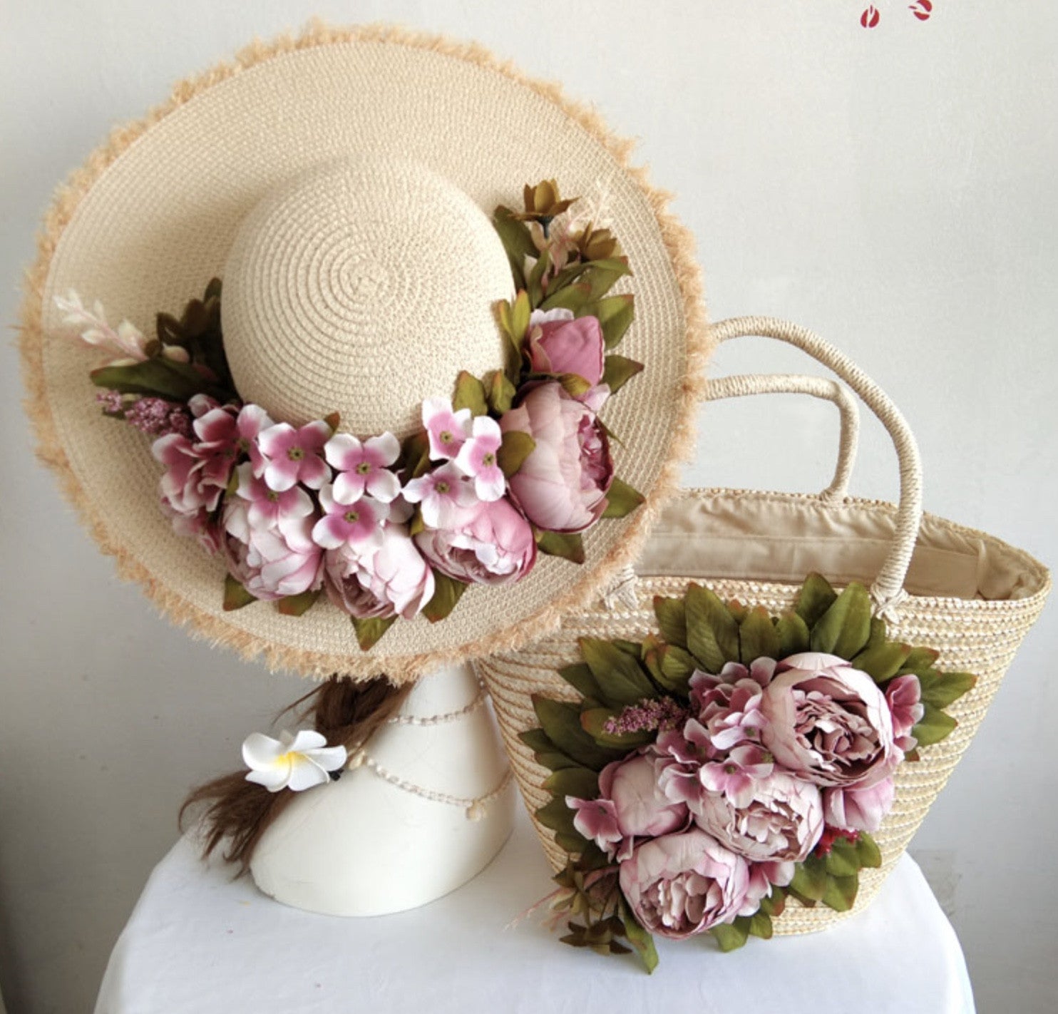 Beach bag & Hat Peony