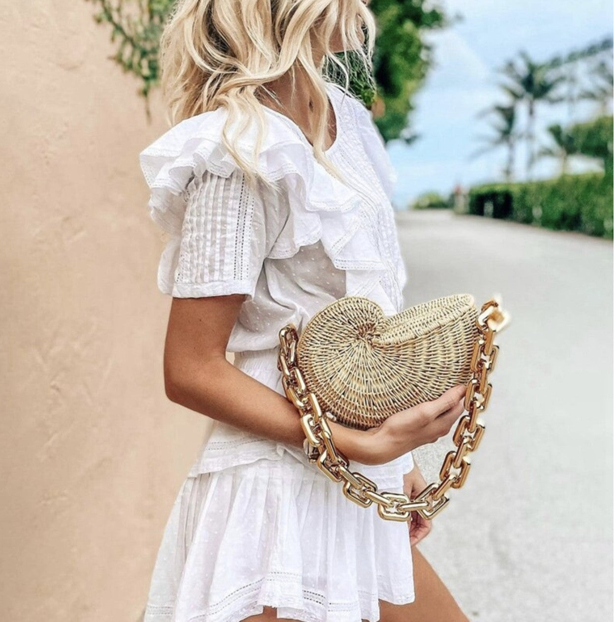 Borsa paglia conchiglia