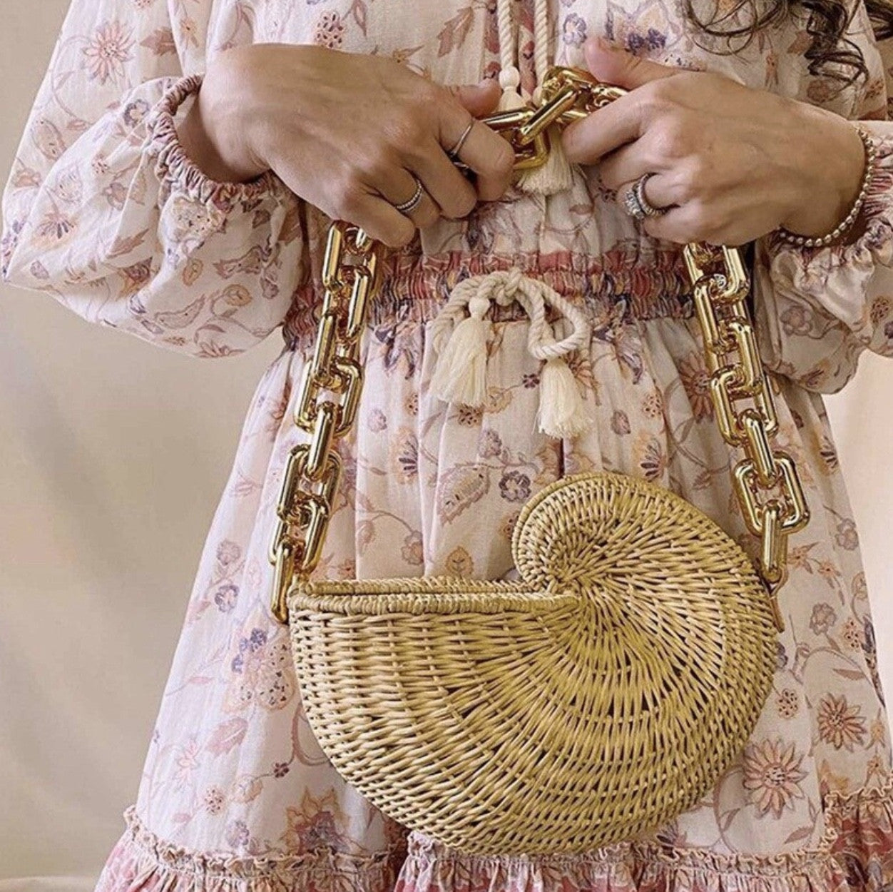 Borsa paglia conchiglia