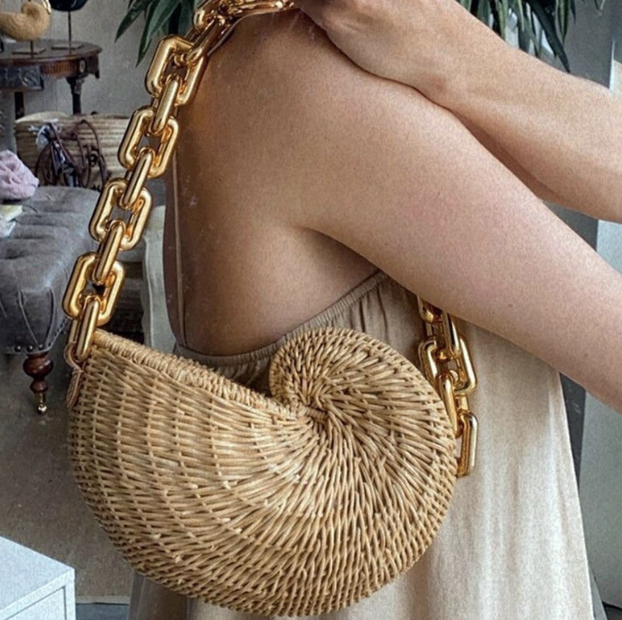 Borsa paglia conchiglia