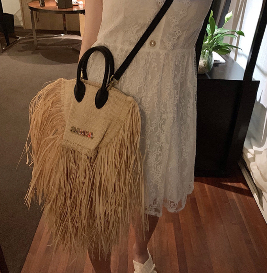 Borsa paglia frange Coco's