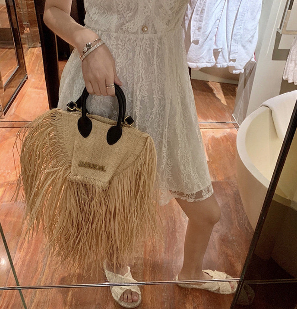 Borsa paglia frange Coco's