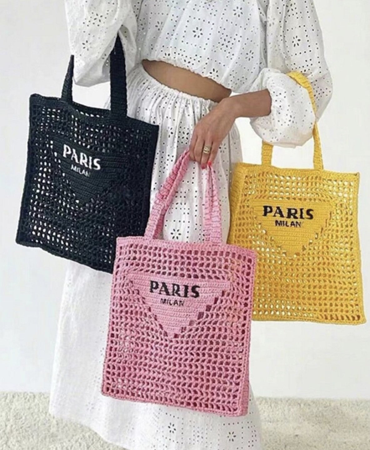 Borsa spiaggia paglia Paris squared