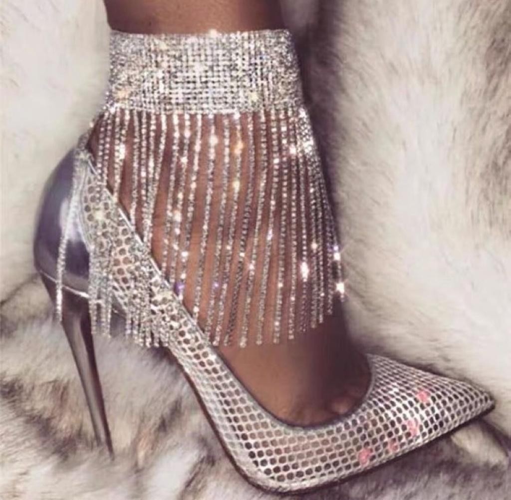 Cavigliera frange strass