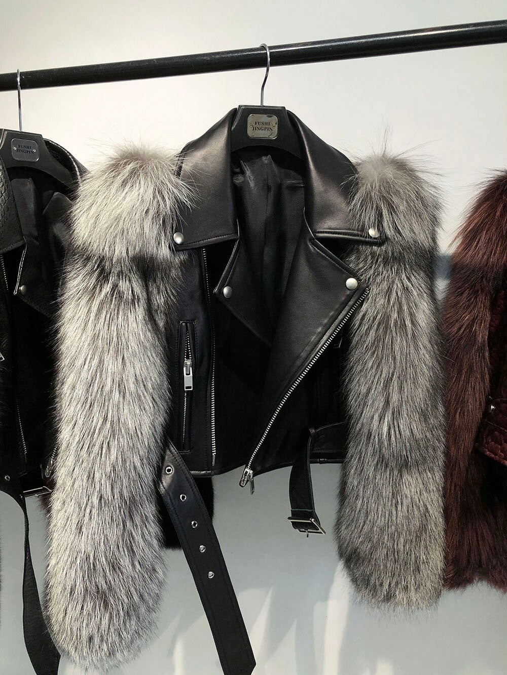 Chiodo pelle-pelliccia Ekla