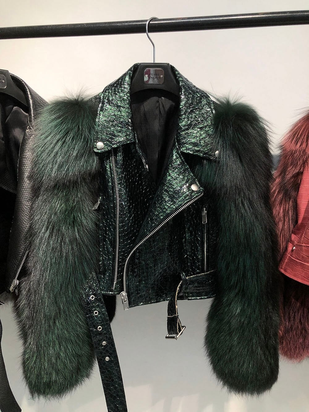 Chiodo pelle-pelliccia Ekla