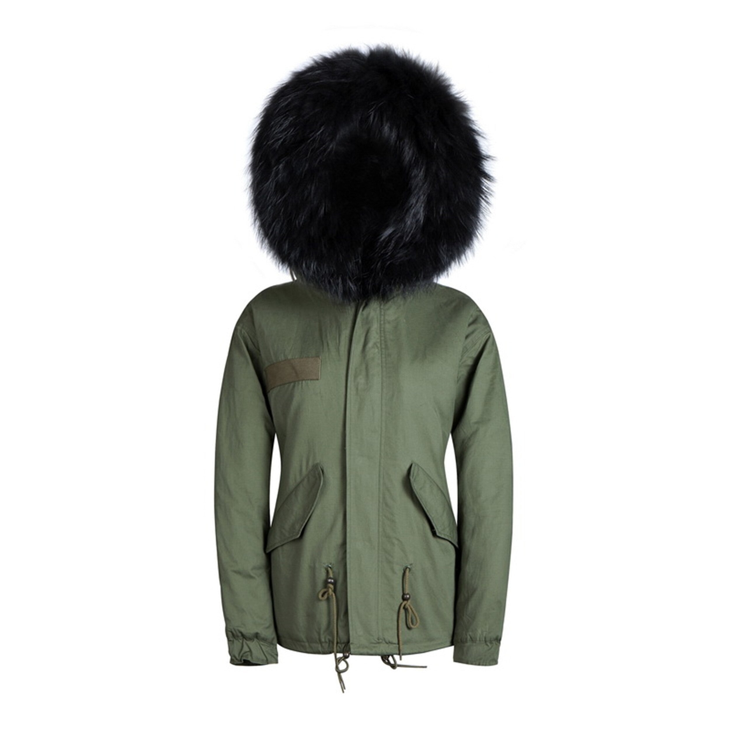 Parka corta negra con capucha