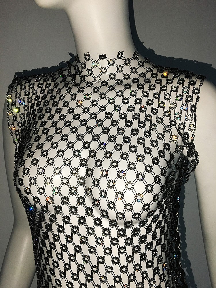 Maxidress rete strass Roundly