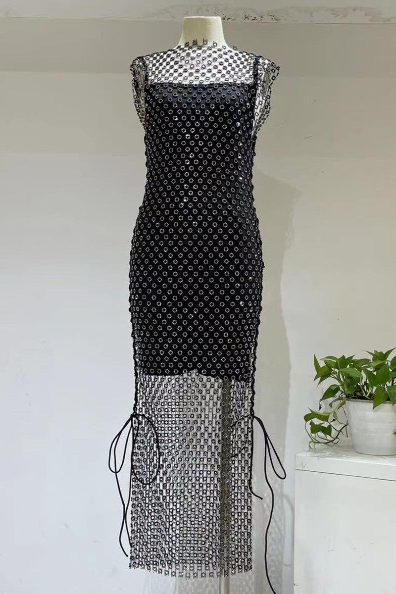 Maxidress rete strass Roundly