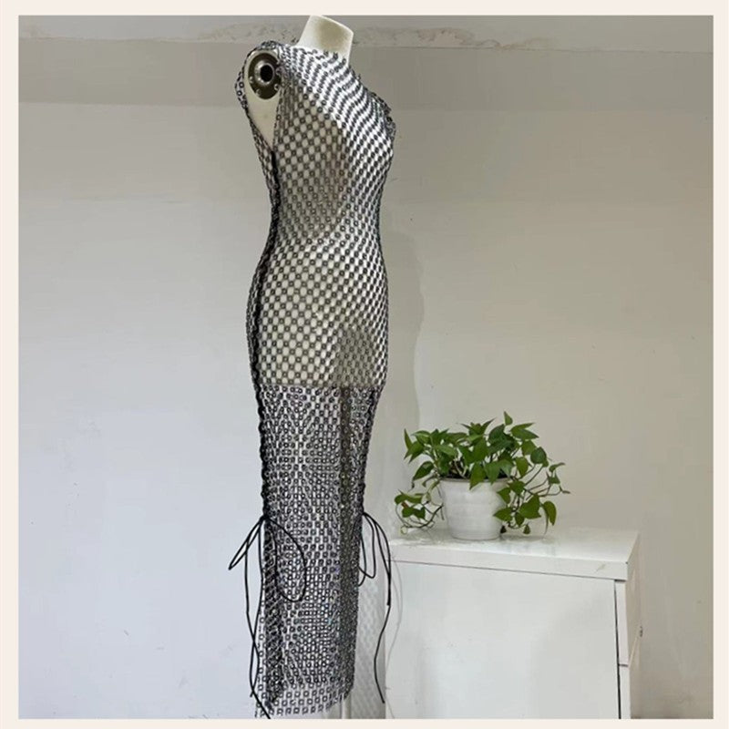 Maxidress rete strass Roundly