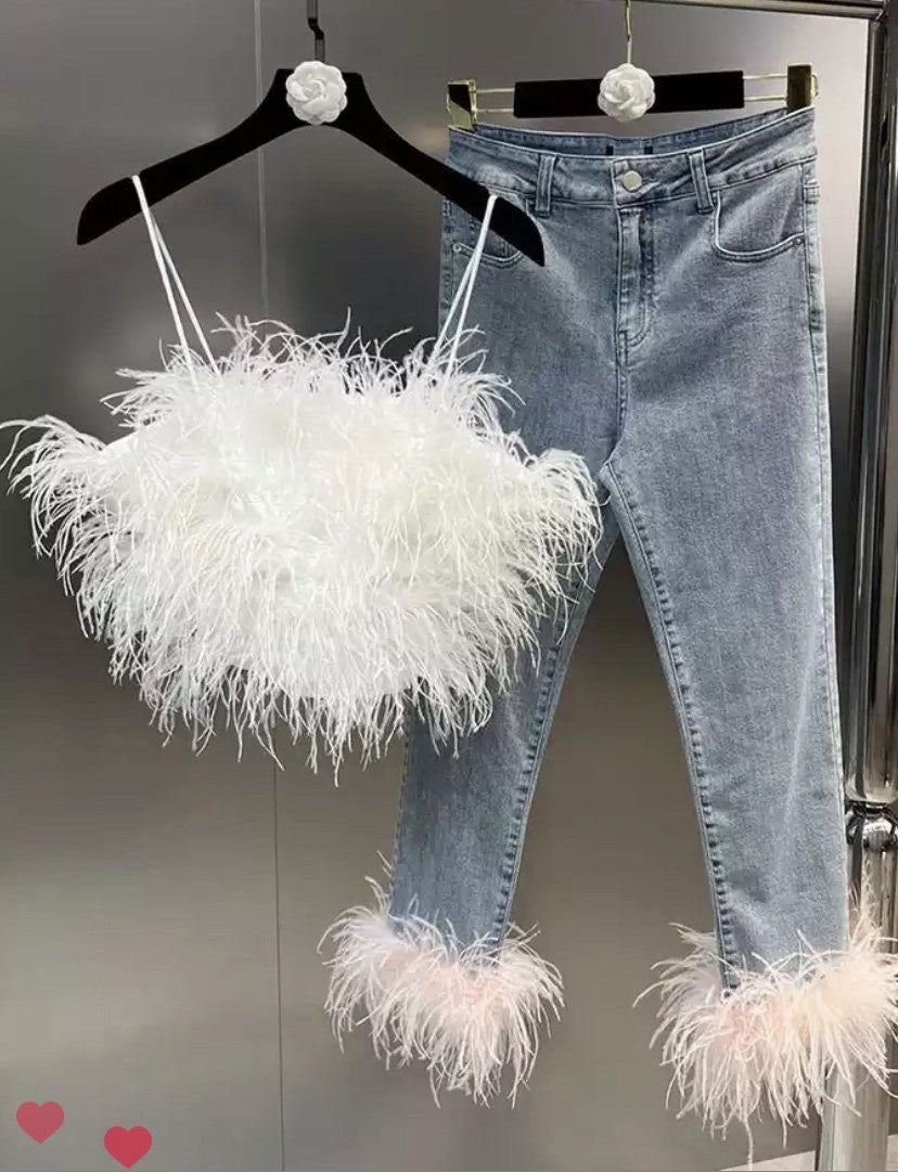 Top + jeans piume Frica