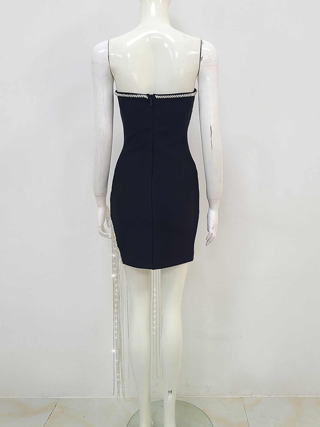 Dress superlongfringe strass