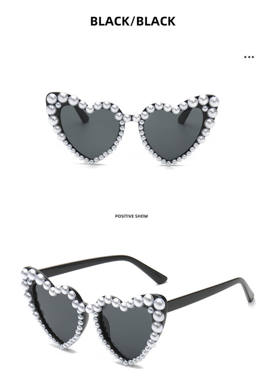 Occhiali a cuore perle