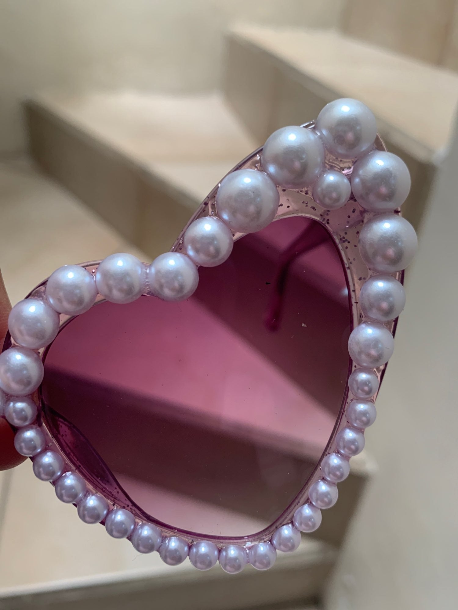 Occhiali a cuore perle