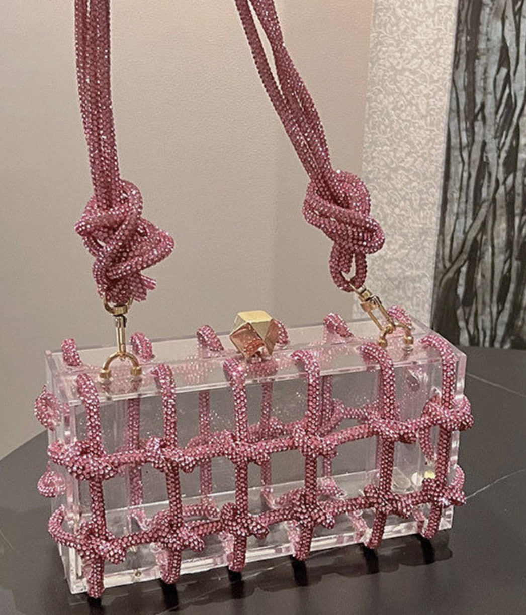 Borsa gabbia strass