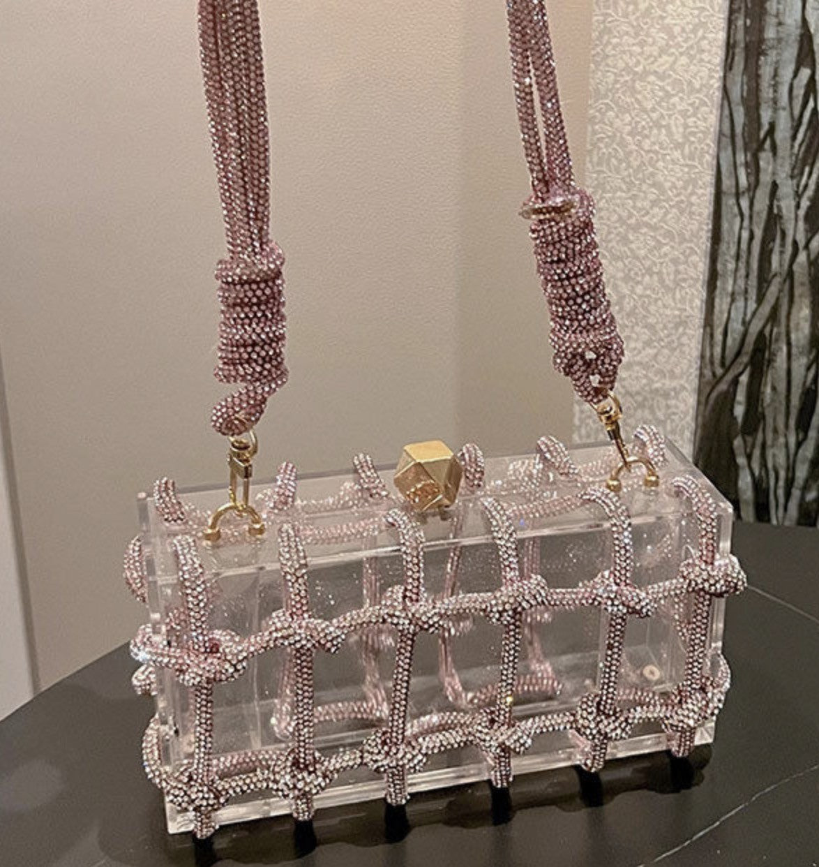 Borsa gabbia strass