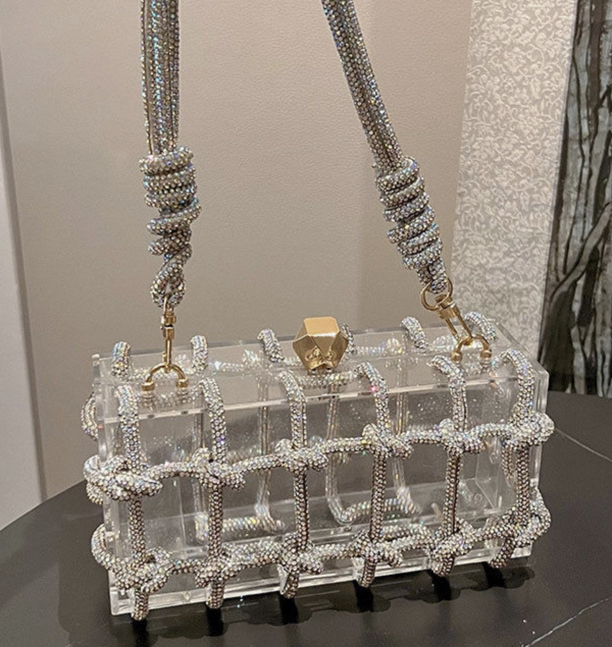 Borsa gabbia strass