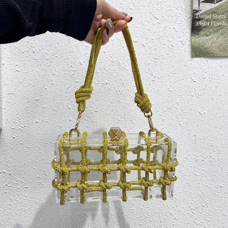 Borsa gabbia strass