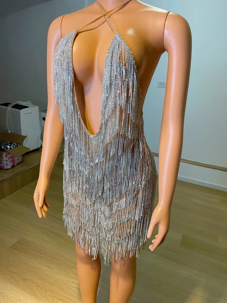 Abito frange strass Dhesdemona