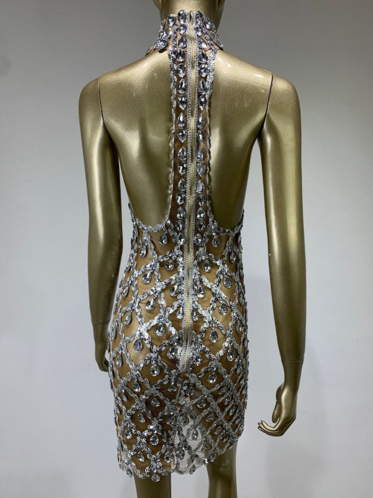 Nude diamond luxury dress