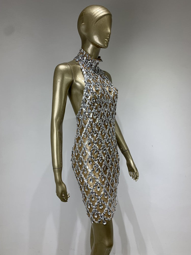 Nude diamond luxury dress