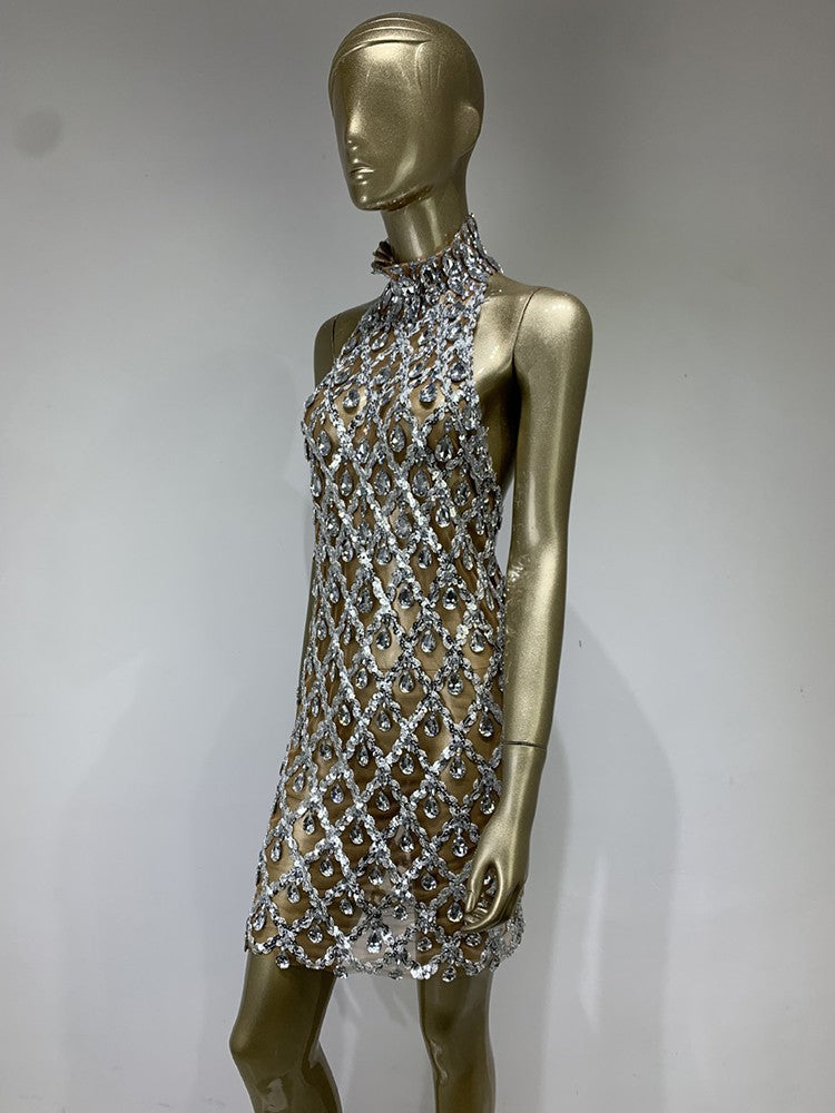 Nude diamond luxury dress