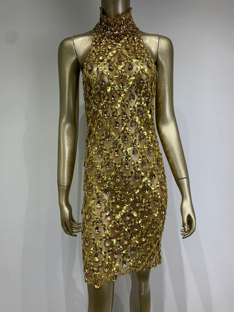 Nude diamond luxury dress