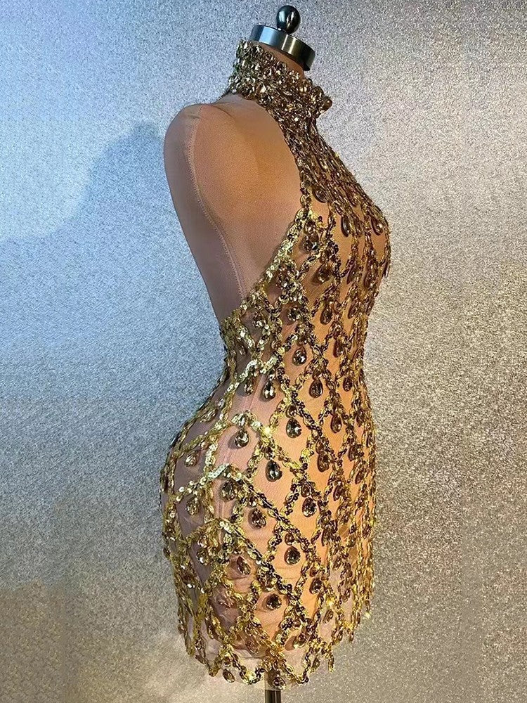 Nude diamond luxury dress