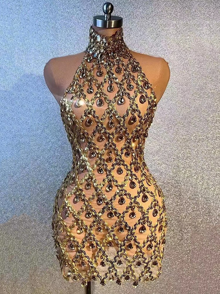 Nude diamond luxury dress