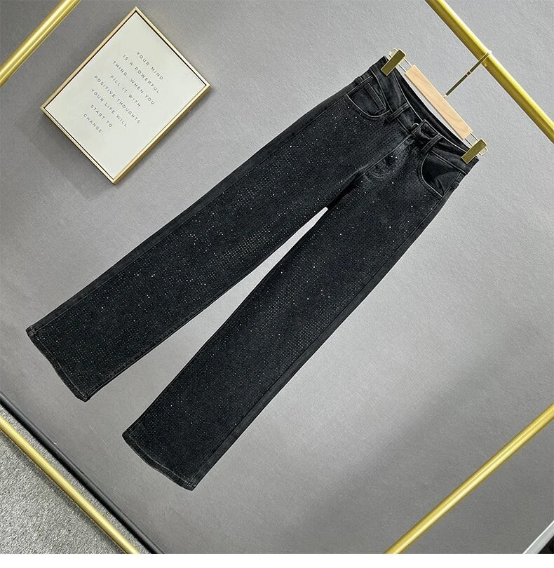Black-strass denim streight