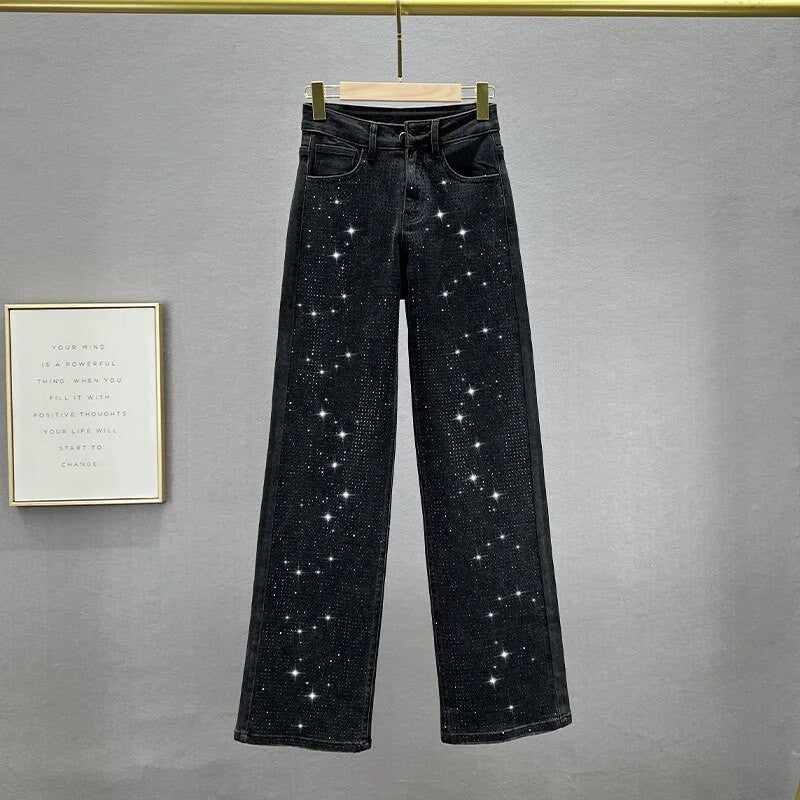 Black-strass denim streight