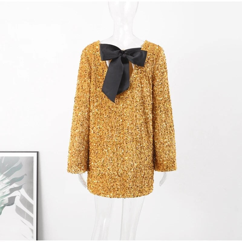 Holiday bow sequindress