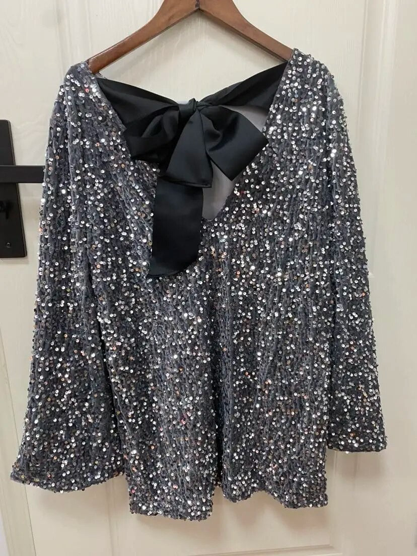 Holiday bow sequindress