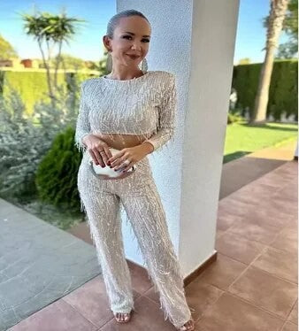 Completo frangette sequined