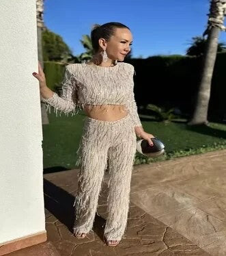 Completo frangette sequined