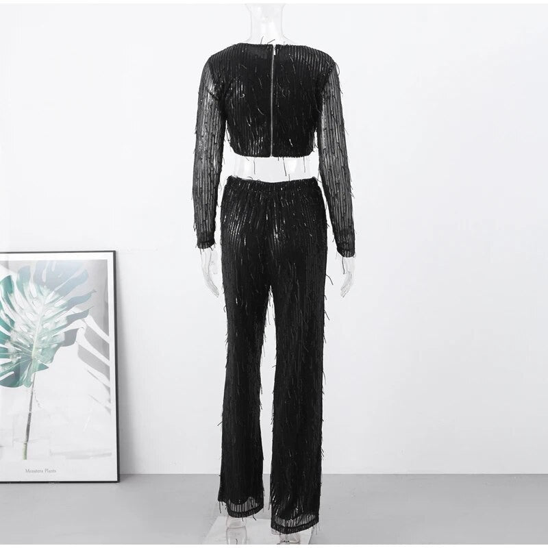 Completo frangette sequined