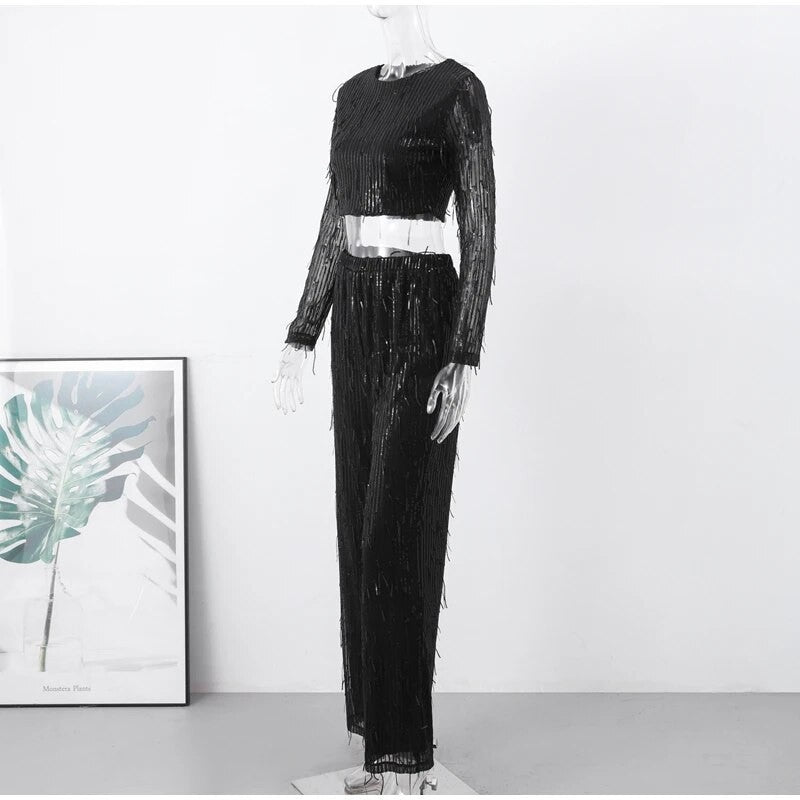 Completo frangette sequined