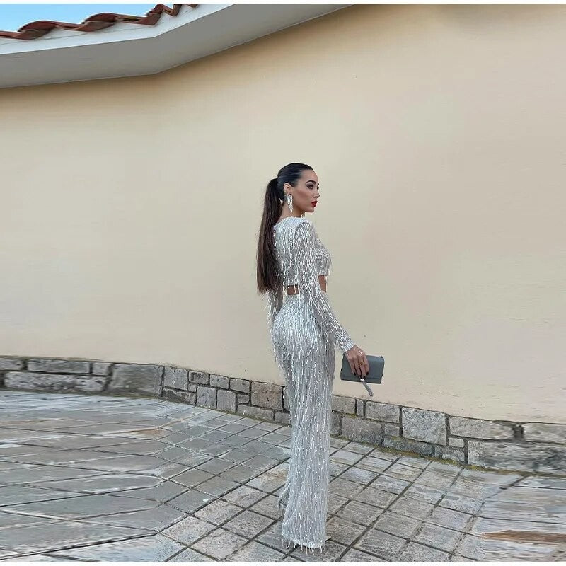 Completo frangette sequined