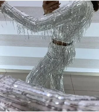 Completo frangette sequined