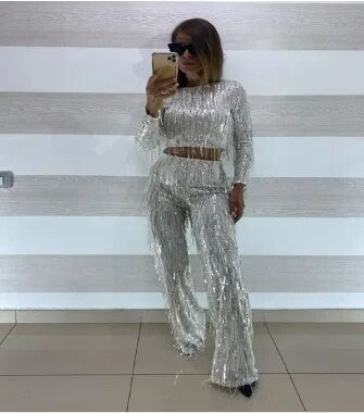 Completo frangette sequined