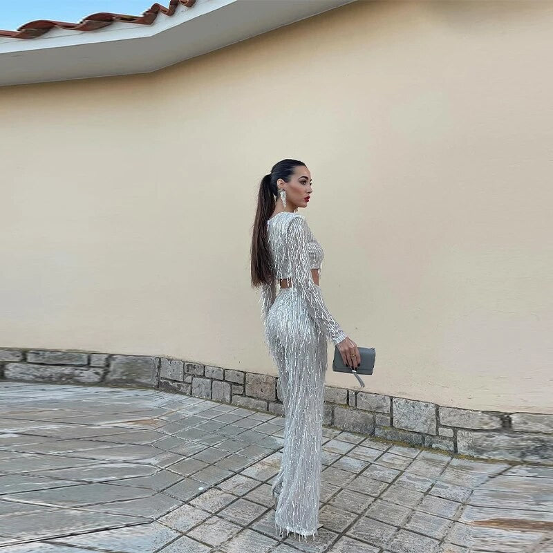 Completo frangette sequined